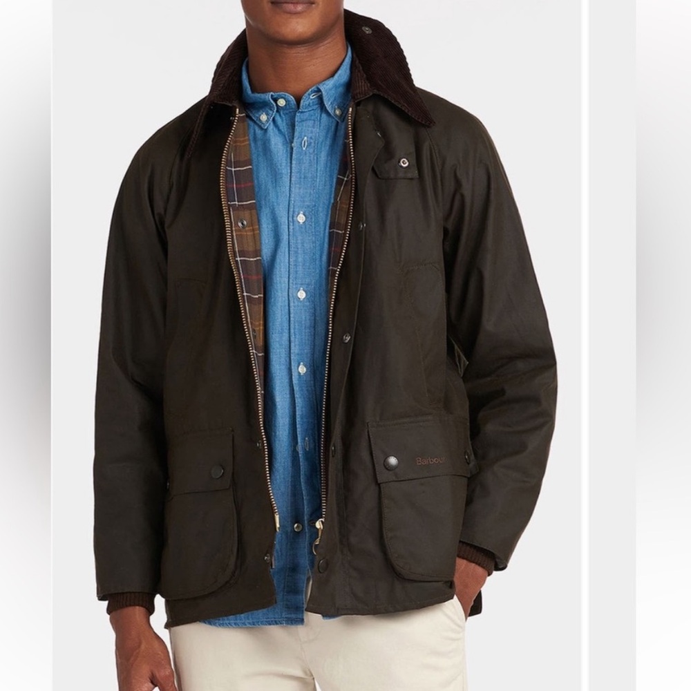 Barbour Bedale Dark Brown/Olive Jacket with Accents